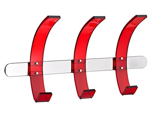 Wandgarderobe Leiste Metall mit Acryl Haken in rot von Alco-Albert