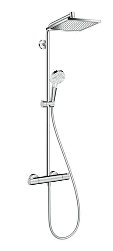 hansgrohe Crometta E - Duschsystem Showerpipe 240 1jet mit Thermostatarmatur, elegantes Design in Chrom für komfortables Duschen