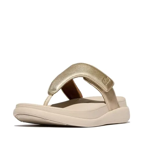 Fitflop F-mode Go Damen-Sandalen mit flachem Zehensteg, Platin, 39 EU - Leichte Sandalen mit druckdiffusierender Zwischensohle für optimalen Komfort. Ideal für den täglichen Gebrauch und mit natürlicher Fußgewölbeunterstützung. Perfekt für jeden Schritt.