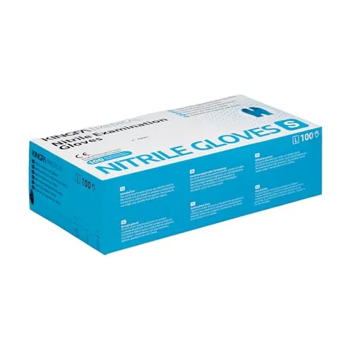 Kingfa Einweghandschuhe aus Nitril, puderfrei, mit strukturierten Fingerspitzen, Größe S, M, L, XL, Blau, 100 Stück
