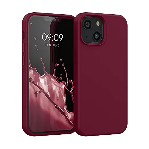 kwmobile Handyhülle für iPhone 13 mini Hülle, für iPhone 13 mini Case - Hülle Silikon - kabelloses Laden - Rhabarber Rot