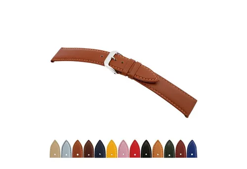 Selva Technik Wechselarmband Uhrenarmband - Quick Release, Made in Germany - Smartwatch-Armbänder, einfaches Wechseln dank Quick Release, hochwertiges Design mit Naht in 22mm cognac