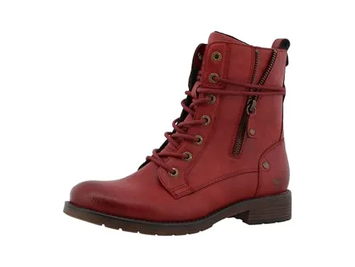 Mustang Damen Stiefelette modischer Boot-Stil 15M0052001, Größe:40 EU, Farbe:Rot - Wanderschuhe mit warmem Futter und rutschfester Sohle, ideal für kalte Tage und stilsichere Outfits. Praktischer Reißverschluss für schnellen Einstieg.