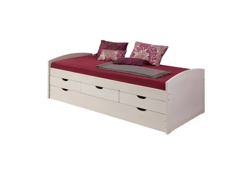 IDIMEX Funktionsbett JULIA mit Stauraum und Ausziehbett - Praktisches Jugendbett mit 3 Schubladen für optimalen Stauraum und einer ausziehbaren Gästeliege für spontane Übernachtungen. Ideal für kleine Räume!