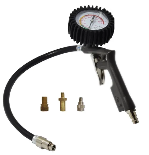 Reifenfüller mit Fahrradventil Adapter Set, 0-12 bar / psi neuer Patentanschluss