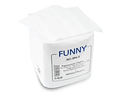 Funny Prägeserviette, 1 lagig, hochweiß, 32 x 32 cm - Servietten aus 100% Zellstoff, saugstark und reißfest. Ideal für Feste und Veranstaltungen – 5000 Stück im praktischen 10er Pack.