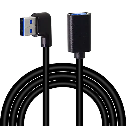 GELRHONR Rechtwinkliges USB 3.0 Verlängerungskabel, Super Speed 90 Grad USB3.0 A Stecker auf Buchse Superschnelles 5 Gbps Datenkabel für Laptop USB Disk Maus Festplatte-Schwarz 3.3Ft/1M