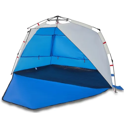 vidaXL Strandzelt 3 Personen Azurblau - Schnellaufbau und wasserdicht - Strandmuscheln für bis zu 3 Personen, mit Quick-Release-System für mühelosen Aufbau und optimaler Belüftung durch Netzgewebe für angenehme Kühle.