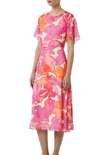 comma Kleid - Freizeitkleid für Damen - Stylisches Freizeitkleid im Regular Fit mit Allover Print und kurzen Ärmeln, ideal für entspannte Tage und besondere Anlässe.