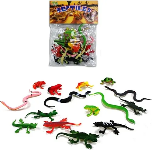 15er Set Reptilien ca. 4-8cm - Schlangen, Frösche, Echsen, Geckos etc.