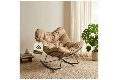novaterra® Ergonomischer Schaukelstuhl mit Komfort-Kissen – Ideal für Garten und Entspannung - Ergonomischer Schaukelstuhl mit großem, weichem Kissen für höchsten Sitzkomfort. Modernes Design, stabil und wetterfest – perfekt zum Entspannen und Lesen auf der Terrasse oder im Garten.
