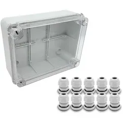 ARLI SET: Abzweigdose IP67 Sichttür 190 x 145 x 80 mm + 10x Kabelverschraubungen M16 x 1,5 mm