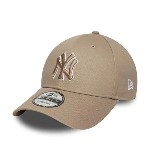 New Era 9Forty Cap - OUTLINE New York Yankees - Unisex Baseballcap in Hellbraun aus 100% Baumwolle, ideal für Freizeit und Sommer, mit ikonischem Yankees-Design für sportlichen Stil.