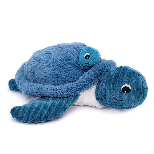 Les DÉGLINGOS PTIPOTOS by Savenou Schildkröte, Mama/Baby, blau, 29 cm