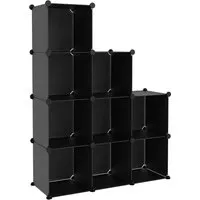 vidaXL Regalsystem mit 9 Würfeln Schwarz PP - Vielseitiges Regalsystem mit 9 modularen Würfeln aus wasserdichtem PP-Kunststoff, ideal für Zuhause oder Büro. Einfacher Zusammenbau und platzsparend stapelbar!