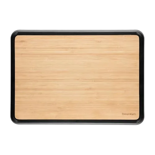 Dreamfarm Big Fledge Bambus-Schneidebrett, spülmaschinenfest, doppelseitig, mit rutschfesten, aufklappbaren Silikonkanten, 35,6 x 25,4 cm, Bambus