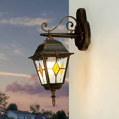 Licht-Erlebnisse Tiffany Außenleuchte SALZBURG - Vintage Außenlampe in Kupfer Antik mit buntem Glas, witterungsbeständig und ideal für Eingangsbereiche, Balkone oder Terrassen. Schafft nostalgische Lichtakzente und sorgt für Sicherheit.