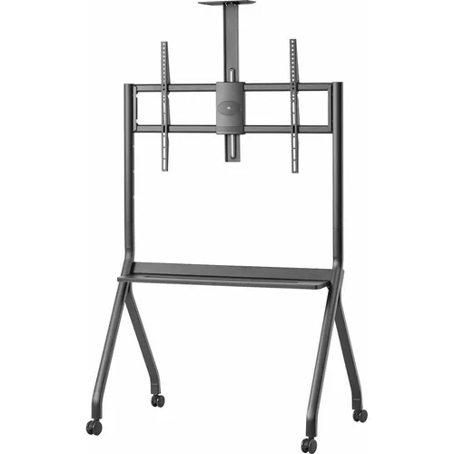 Maclean TV-Ständer/Wagen MC-114 B für 55-100 Zoll - Robuster TV-Ständer mit Rollen für flexible Raumanpassung, max. Belastung 120 kg, ideal für Büros und Konferenzräume. Mit praktischer Kameraablage und vier Höhenverstellmöglichkeiten.