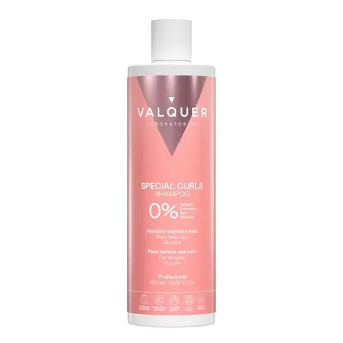 Valquer Zero Formula Shampoo für definierte Locken Curly-Methode. Spendet Feuchtigkeit, macht das Haar geschmeidig und bekämpft trockenes und krauses Haar mit pflanzlichem Keratin und Mais. 400 ml