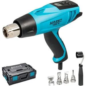 Hazet Heißluftpistole 1990N/6 - 2300W, 80-650°C mit Display und Koffer - Heißluftpistole für professionelle Anwendungen, stufenlos einstellbare Temperatur und Luftstrom, inklusive praktischen Düsen und L-Boxx für einfachen Transport.