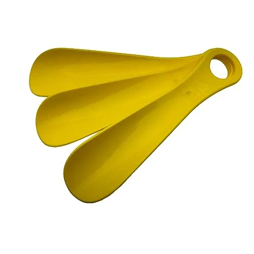 TelMo 3er Schuhlöffel Set, Schuhanzieher aus Kunststoff, ca.18cm, aus Deutschland (Gelb)