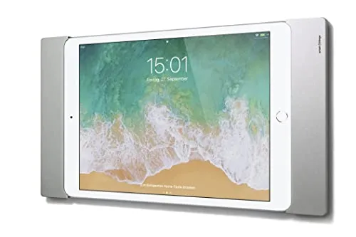 Tablet-Ständer Abschließbare Wandhalterung für iPad - Halterungen für permanente iPad-Installationen, flach und elegant. Optimaler Zugriff auf Bedienelemente und Mikrofon, inklusive Steckschloss und Silikon-Pads.