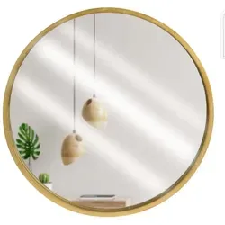 Runder Wandspiegel mit Holzrahmen in Gold, 30 cm - Eleganter Hängespiegel mit 30 cm Durchmesser, verleiht jedem Raum einen Hauch von Luxus und Stil.