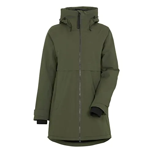 Didriksons Helle Parka Damen Mantel - Oliv Dunkelgrün, Größe 34 - Funktionsjacken - Wetterfester Damenparka mit nachhaltigem Material, ideal für kalte Tage und Outdoor-Aktivitäten.