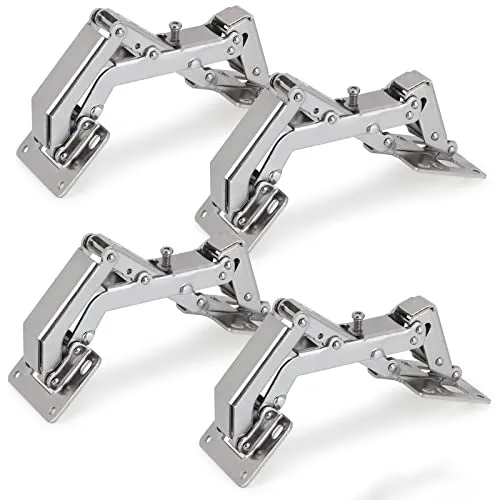 Aufschraubscharnier mit Feder 170° Küche Schrank Türscharniere große Winkeltür-Scharniereen, Eckanschlag Topfscharnier Automatikscharnier, 4 Stücke, Verbesserte Version mit Pufferdämpfung