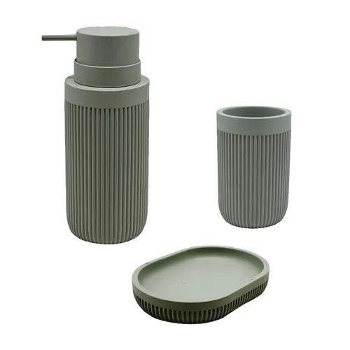 Bad Accessoires Badzubehör Seifenschale Seifenspender Zahnputzbecher Set 3-tlg.