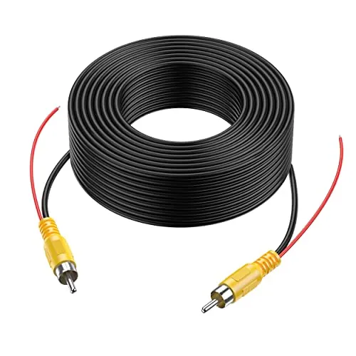 15M Cinch RCA Phono Verlängerung Kable für Einparkhilfe Rückfahrkamera LKW Monitor Kamera CCTV 50FT Anschlusskabel mit Rot Erfassungsdraht Trigger