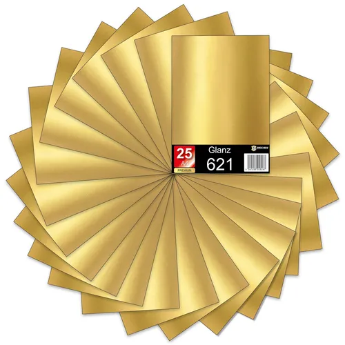 25er Set DIN A4 Bögen Gold 30x21cm ORACAL 621 Glanz Folie Auto Plotter