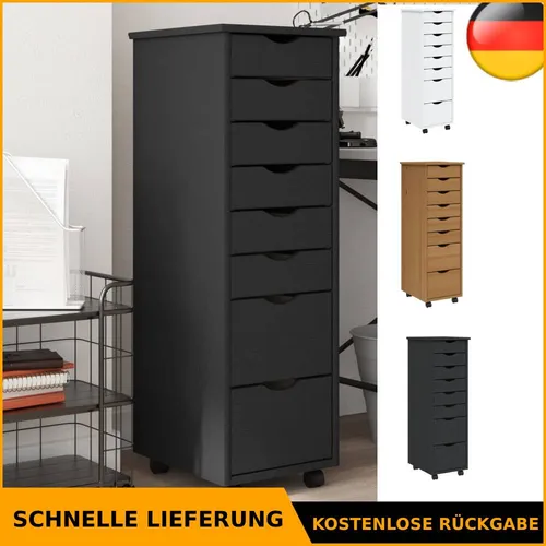 vidaXL Rollschrank mit Schubladen MOSS Grau Massivholz Kiefer - Drohnen Zubehör: Praktischer Rollschrank mit Schubladen aus massivem Kiefernholz, ideal zur Aufbewahrung von Zubehör und Equipment.