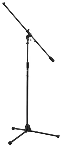 Tama MS737BK Mikrofonstativ - Mikrofonzubehör mit langem Galgen, höhenverstellbar von 995 bis 1665 mm, bietet Stabilität durch massive Beine und vibrationsisolierende Füße für besten Klang.