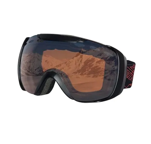 F2 Skibrille Oversize, S2 Optik orange getönt 100% UV-Schutz Snowboardbrille ideal für Skihelm ~yx