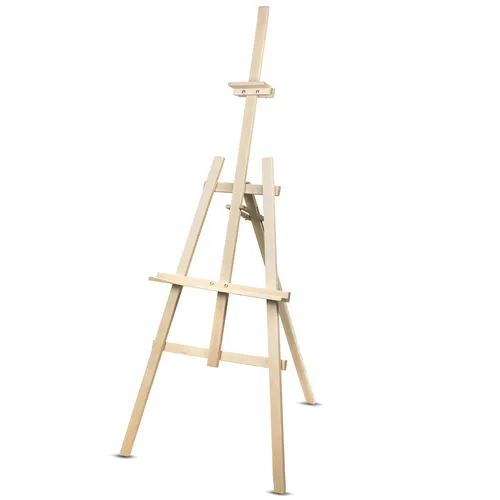 Massive dreibeinige Staffelei 178cm aus Buchenholz - Professionelle Staffelei mit Höhenverstellung, ideal für Künstler. Zusammenklappbar und aus natürlichem Buchenholz für Stabilität und Langlebigkeit.