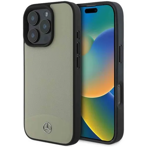 Mercedes Hardcase für Apple iPhone 16 Pro Max - Textured Plain Leather mit MagSafe - Stilvolle beige Schutzhülle aus hochwertigem Leder, perfekt passend für das iPhone 16 Pro Max und mit MagSafe-Kompatibilität.