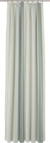 Grüner Streifen-Vorhang mit Faltenband 300x145 cm - Gardinen & Vorhänge, stilvoller grüner Vorhang mit Faltenband für einen eleganten Look und optimale Lichtregulierung.