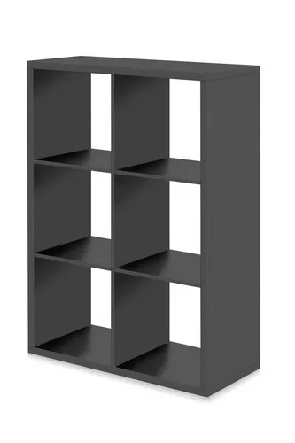 freiraum Regal Max in Anthrazit - 73x107x33cm - Modernes Regal Max mit eleganter anthrazitfarbener Oberfläche. Ideal für Wohnzimmer oder Büro, bietet es sechs offene Fächer für praktischen Stauraum und passt perfekt in kleine Nischen. Stabil und pflegeleicht für den täglichen Einsatz.