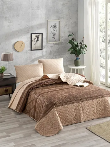 Doppelbettwäsche Set 200 x 220 cm in Dunkelbraun - Hochwertiges Bettwäsche-Set aus 65 % Baumwolle und 35 % Polyester, maschinenwaschbar bei 30 °C, ideal für gemütliche Nächte.