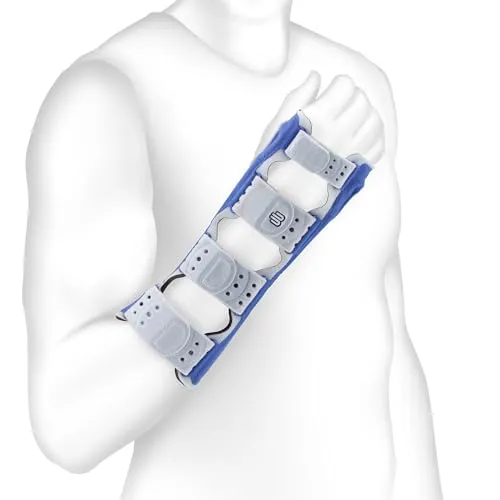 Bauerfeind ManuLoc® long Handgelenkorthese 2 titan - Handgelenkorthese für Unterstützung nach Verletzungen, mit freiem Bewegungsraum für Daumen und Finger. Ideal als Gipsalternative, leicht anzulegen und atmungsaktiv für optimalen Komfort.
