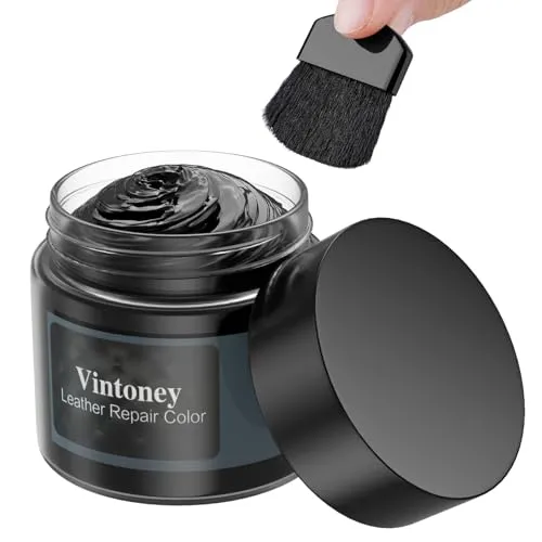 Vintoney Leder Reparatur Set 50ML SCHWARZ - Autopflege & Motorradpflege: Effektives Lederreparaturset für schnelle und einfache Reparaturen von Kratzern und Rissen in Lederprodukten, wasserfest und langlebig.