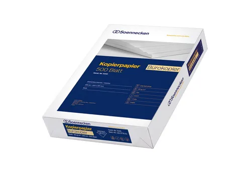 Soennecken Kopierpapier DIN A4 80g, 500 Blatt – Bürokopierpapier weiß - Soennecken Bürokopierpapier – die wirtschaftliche Wahl für Ihren Büroalltag. Mit hervorragenden Laufeigenschaften für alle modernen Druckgeräte. Ideal für jedes Projekt!