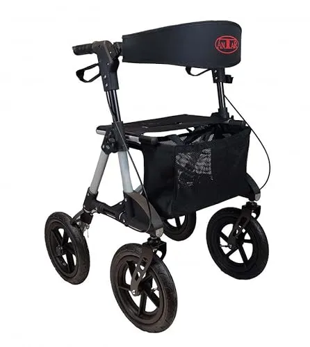 Outdoor Rollator mit Luftbereifung - Faltbarer Aluminium-Rollator mit ergonomischen Griffen, Höhenverstellung und Ankipphilfe – ideal für aktive Nutzer, die Mobilität und Komfort schätzen.