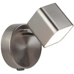 Wandleuchte Wandspot LED schwenkbar aus Metall in Silber - Lampen: Verstellbare Wandlampe in satiniertem Silber, ideal für verschiedene Einrichtungsstile. Energieeffiziente LEDs mit 350 Lumen und 20-facher Lebensdauer gegenüber Glühlampen.
