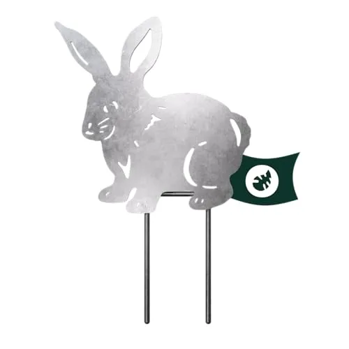 VERDOBA Kaninchen Gartenstecker - Silberne Hasen Gartendeko - Deko Hasen Gartenstecker - Osterhasendeko aus Eisen in Antikfinish - Metallfiguren Garten - Deko für den Garten, Balkon & Terrasse