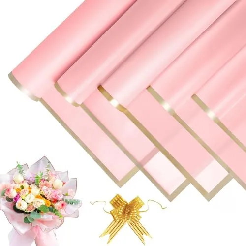 Blatt Blumenstrauß Geschenkpapier - Wasserdicht Wrapping Paper, Blumen Papier mit Band, Blumenpapier für Geschenkverpackungen, Blumen, Kunst und Handwerk (Rosa, 58x58cm) 20