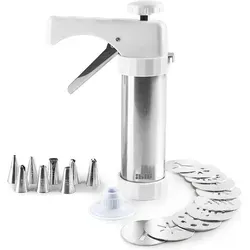 Ibili Gebäckpresse mit 20 Aufsatzscheiben und 8 Spritztüllen - Spritztüllen für kreative Backideen, aus hochwertigem Material für Robustheit und Langlebigkeit.