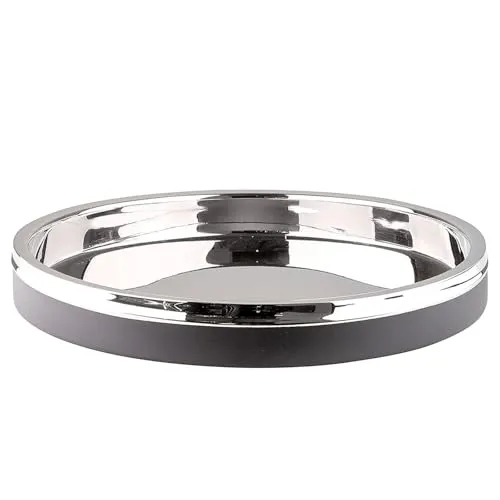 Fink Andor Tablett aus Edelstahl - Serviertablett aus pulverbeschichtetem Edelstahl in Silber-Schwarz, handgefertigt und einzigartig – ideal für moderne Tischkultur.