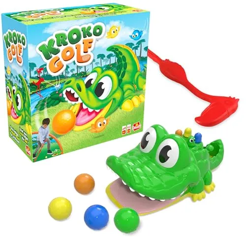 Goliath – Kroko Golf, Interaktives Mini-Golf-Spiel für Kinder ab 4 Jahren - Erlebe spannenden Spielspaß mit Kroko Golf! Die Spieler versuchen, den Ball ins Maul des Krokodils zu schlagen, während sie Koordination und Zielgenauigkeit trainieren. Ideal für 2-4 Spieler, fördert das gemeinsame Spiel und macht ohne Batterien Freude.